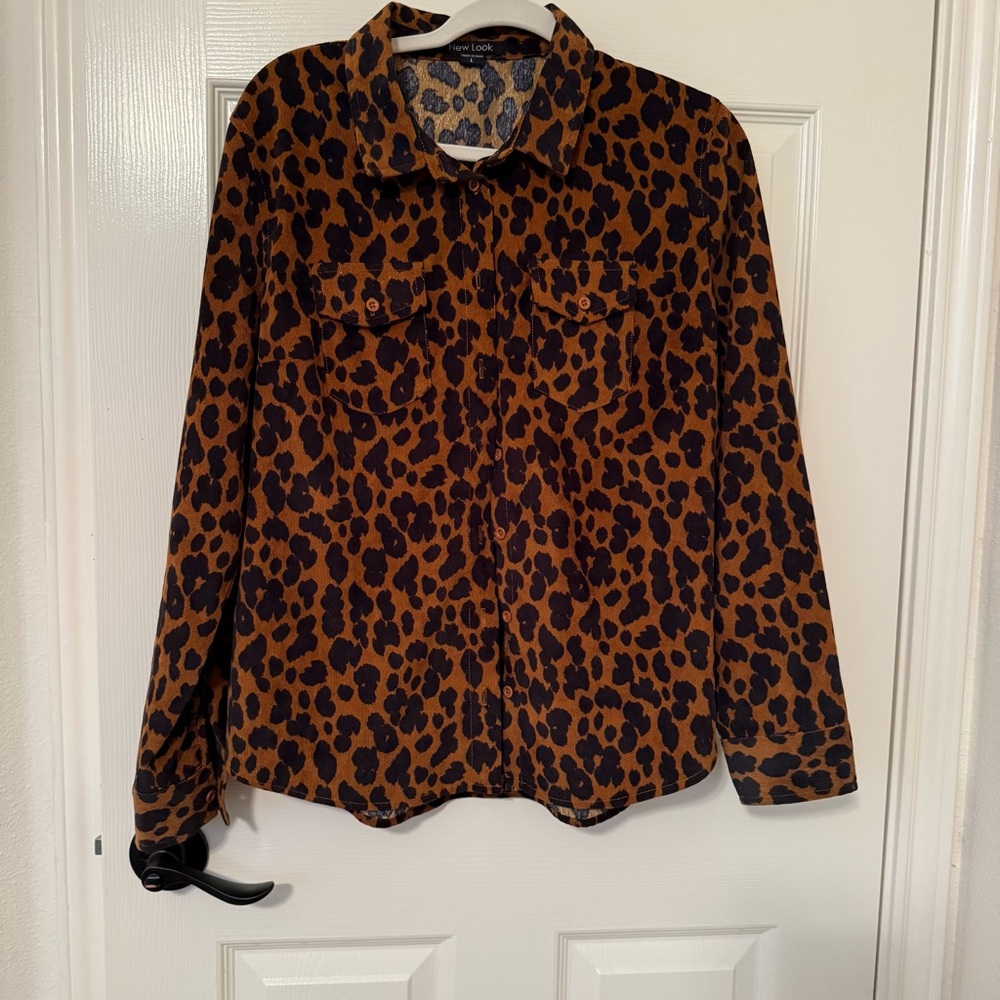 New look L leopard button down corduroy